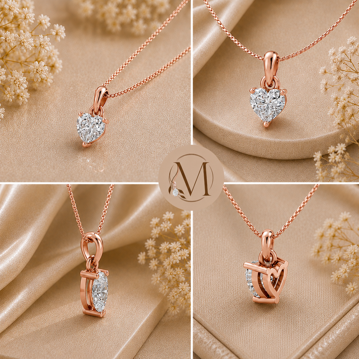 Luminous Heart Rose gold Pendant Necklace