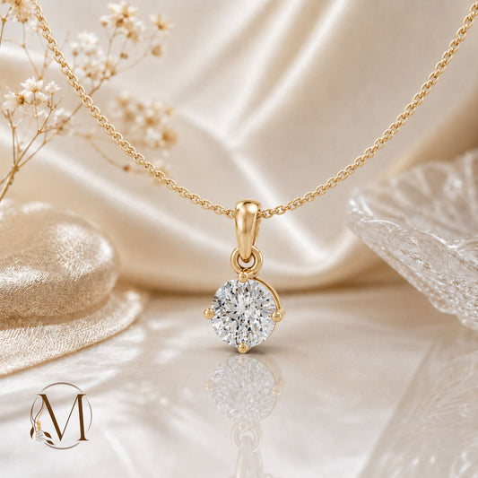 Starlight Solitaire Gold plated Pendant 925 Sterling Silver Necklace