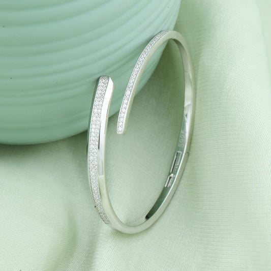 MAIRA Stylish 925 Sterling Silver Cross Kada Bracelet with Swiss Zirconia Jewellery