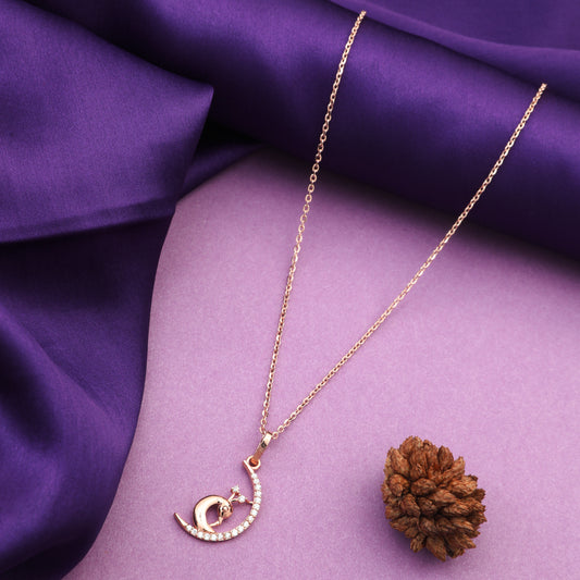 MAIRA 925 Sterling Silver Rose Gold Valentine Necklace With Earrings for Girls / Women