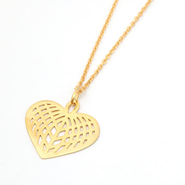 MAIRA 925 Sterling Silver 18KGold Plated Heart shape Valentine Necklace with Earrings Set for Girls / Women