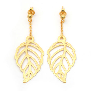 MAIRA Sterling Silver Leaf Drop 18K Gold Plated Dailywear Earrings for Women / Valentine Gift