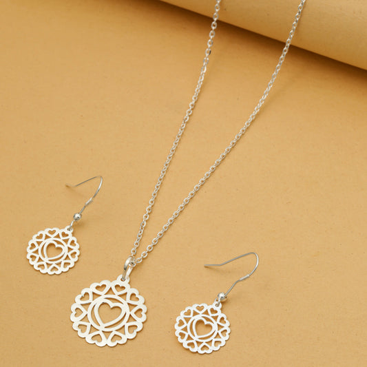 MAIRA 925 Sterling Silver Valentine Necklace with Earrings Set for Girls / Women