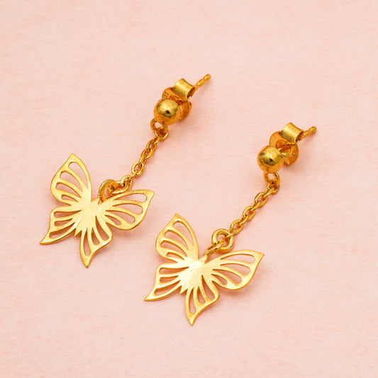 MAIRA 925 Sterling Silver Butterfly 18K Gold Plated Dailywear Hoop Earrings for Women / Valentine Gift