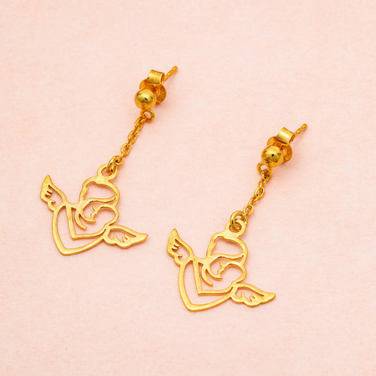 MAIRA Mother Child Fairy 18 K Gold Plated 925 Sterling Silver Earrings Set for Women