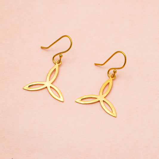 MAIRA 3 petal Floral 925 Sterling Silver 18 K Gold Plated Hoop Earrings for Women