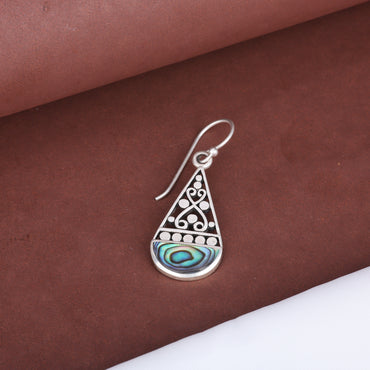 MAIRA 92.5 Sterling Silver Light Weight Stylish Tear Drop MOP Design Earrings Jewellery for Women / Gifts for Girls
