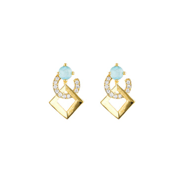 MAIRA 925 Sterling Silver 18 K Gold Plated Swiss Zirconia Valentine Gift Earrings for Girls/Women