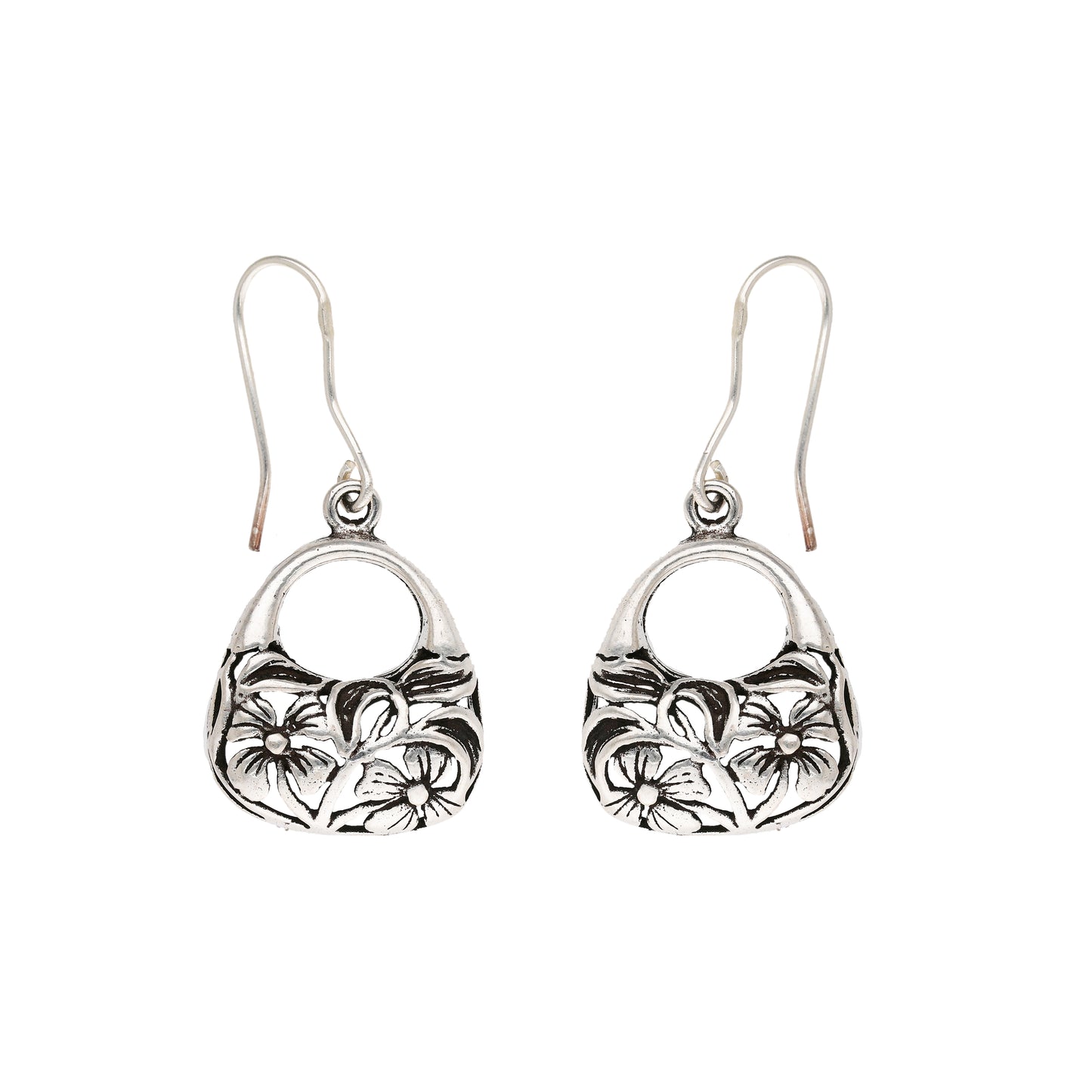 MAIRA Carved Classic 925 Sterling Silver Traditional Anitique Hoop Earrings for Women