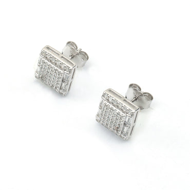 Maira Sterling Silver Deco Grid Earrings