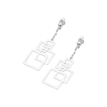 MAIRA Geometric Square Design Drop 925 Sterling Silver Earrings