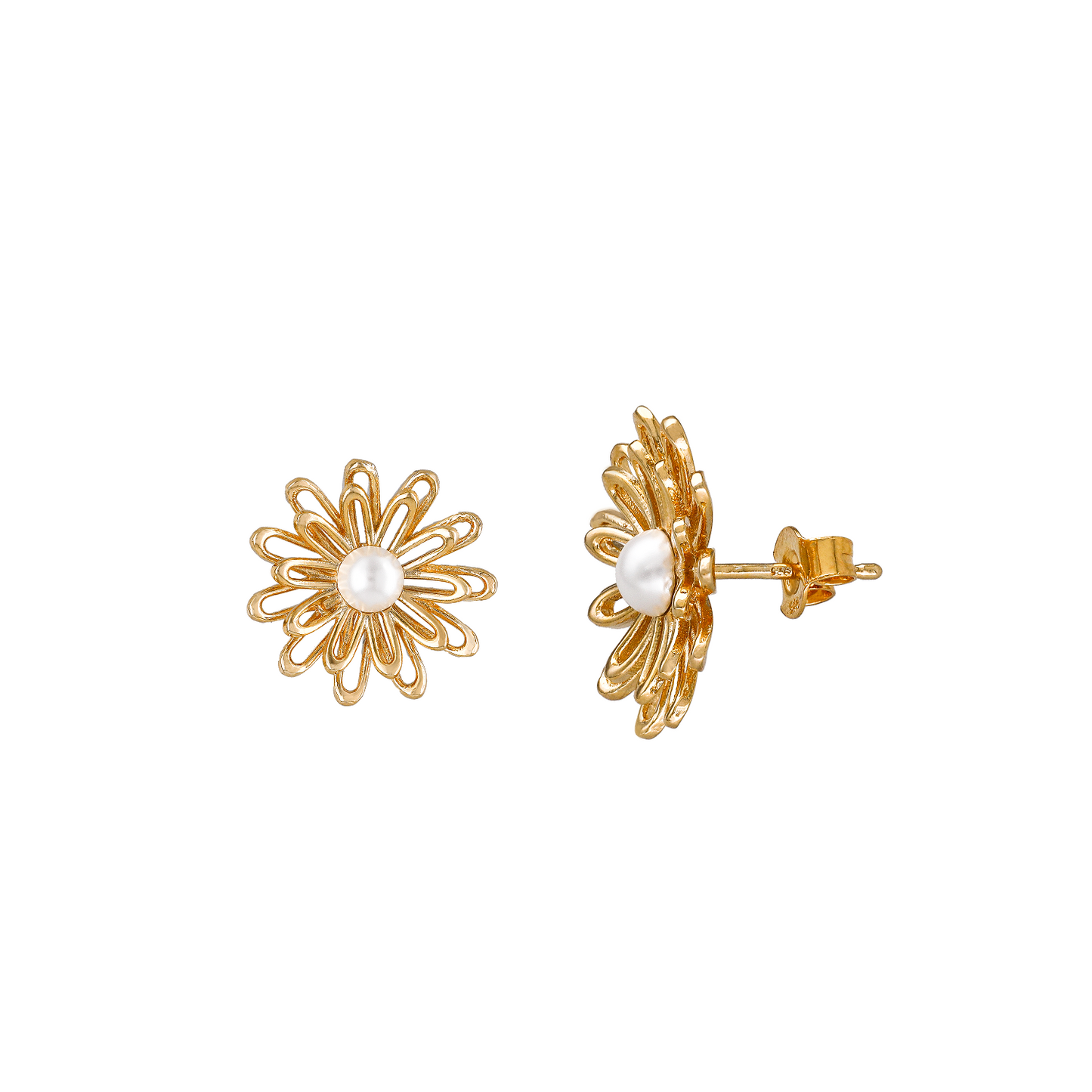 MAIRA 925 Sterling Silver Floral Gold Plated Earrings For women/ Girls