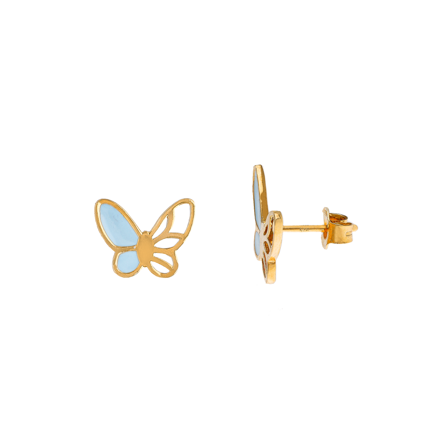 MAIRA 925 Sterling Silver 18K Gold Plated Blue Butterfly Earrings For Women/ Girls