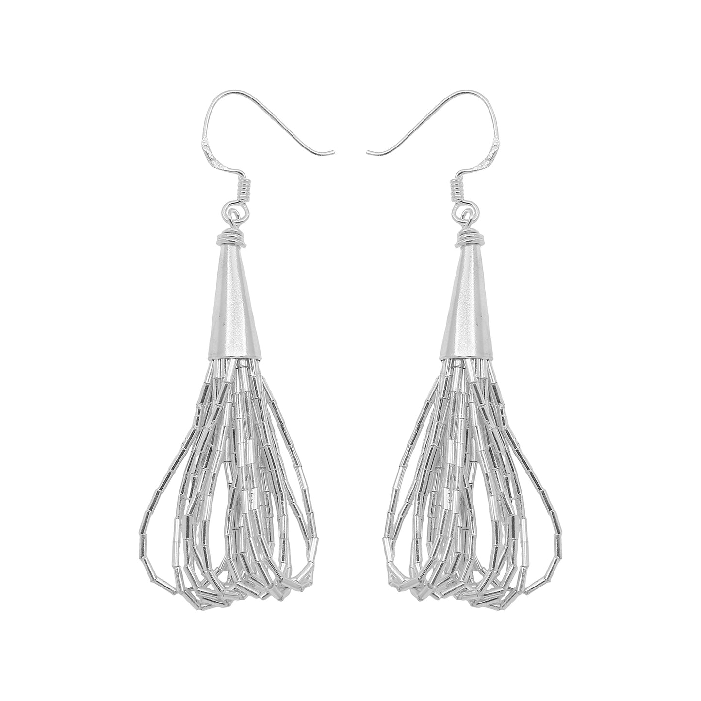 MAIRA Sterling Silver Tread Bead Bunch Hoop Earrings for Women / Girls