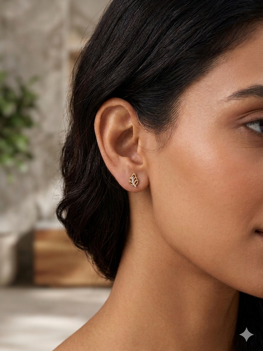 Maira Sterling Silver Aura Leaf Stud Earrings