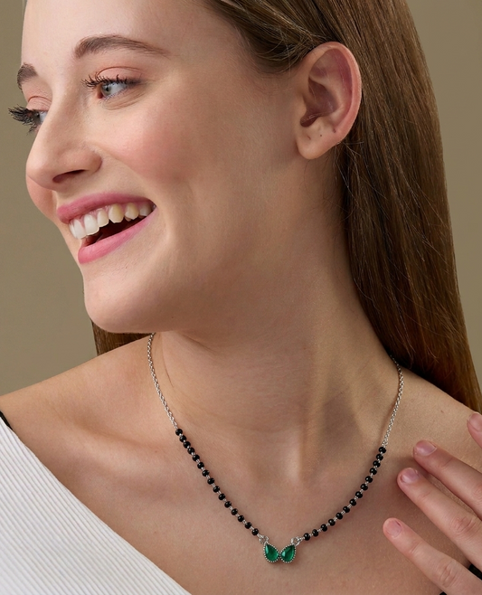 Maira Sterling Silver Emerald Wing Mangalsutra