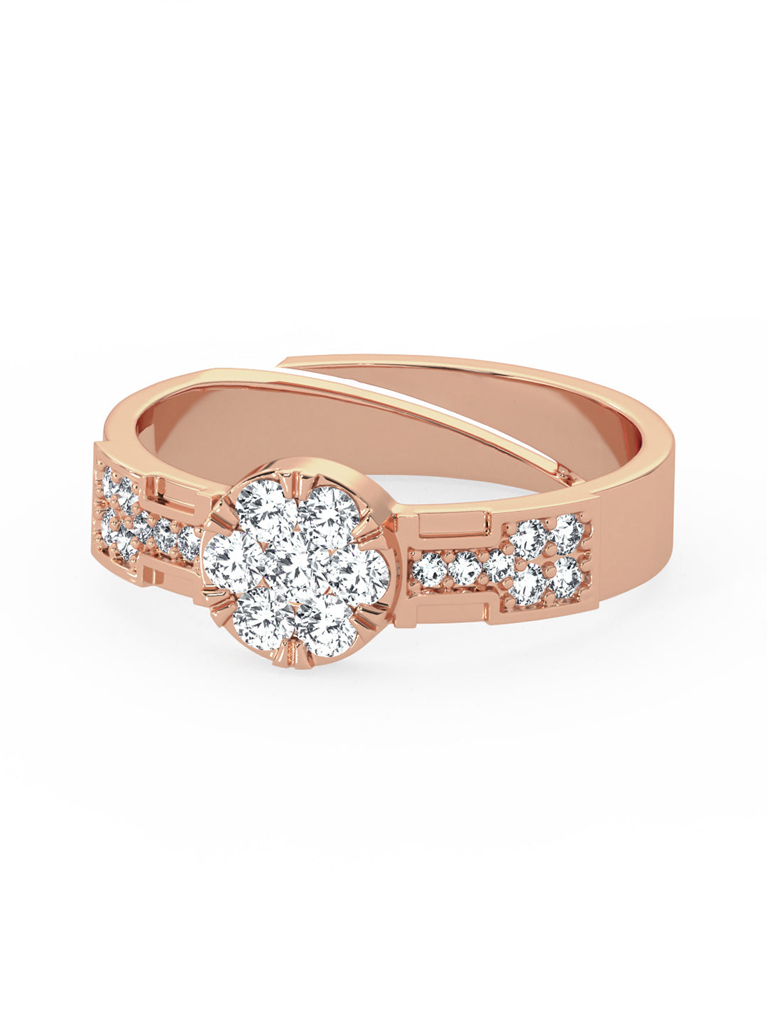 MAIRA 925 Sterling Silver Floral Cultured Adjustable Diamond Ring Jewellery For Women & Girls | Hypoallergenic |18 K Micron Gold/Rhodium Plated | Valentine Gift For Her