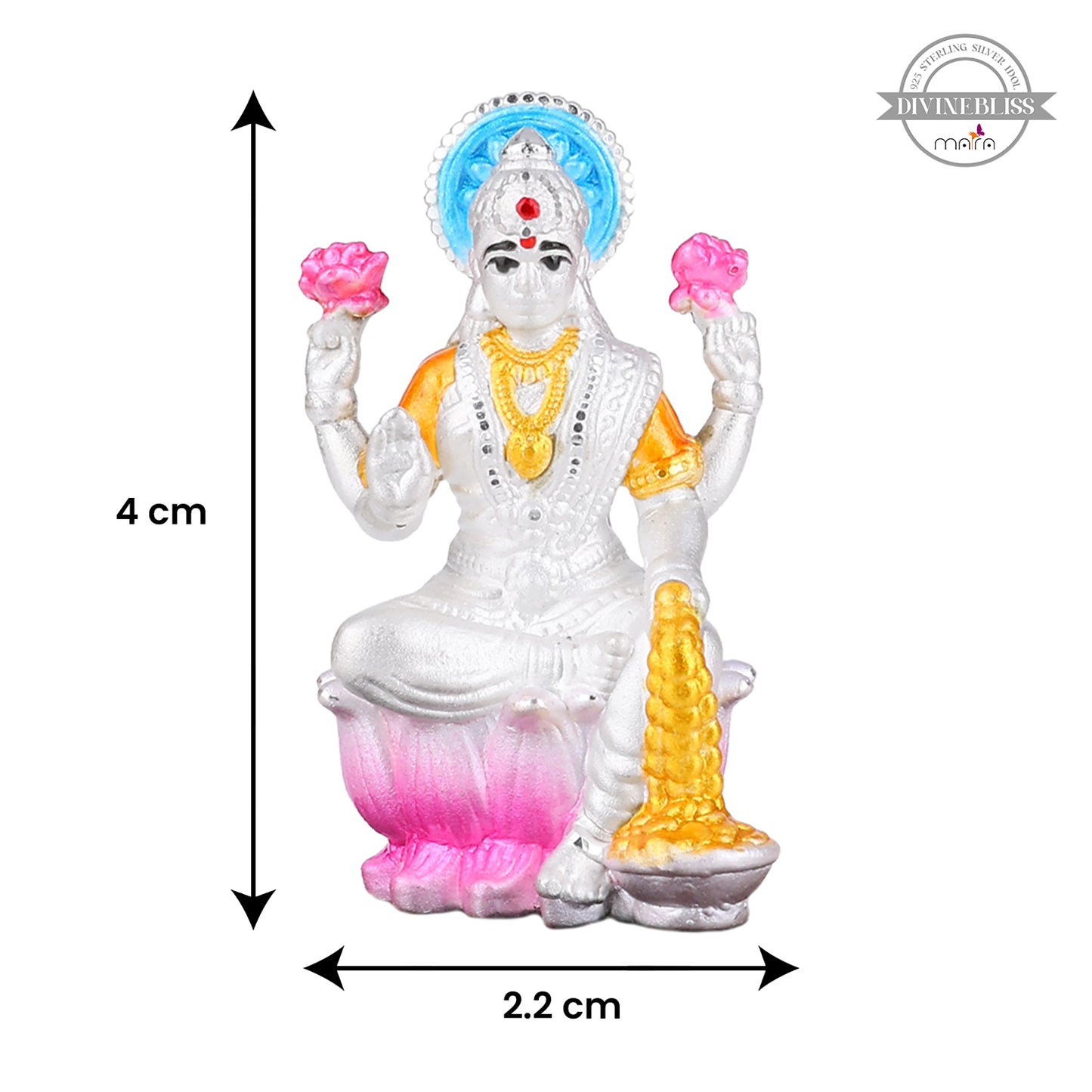 MAIRA 925 Sterling Silver Goddess Shubha Lakshmi & Dhanlaxmi Idol | Gift for Family & Friends | 925 Stamp & Authenticity Certificate