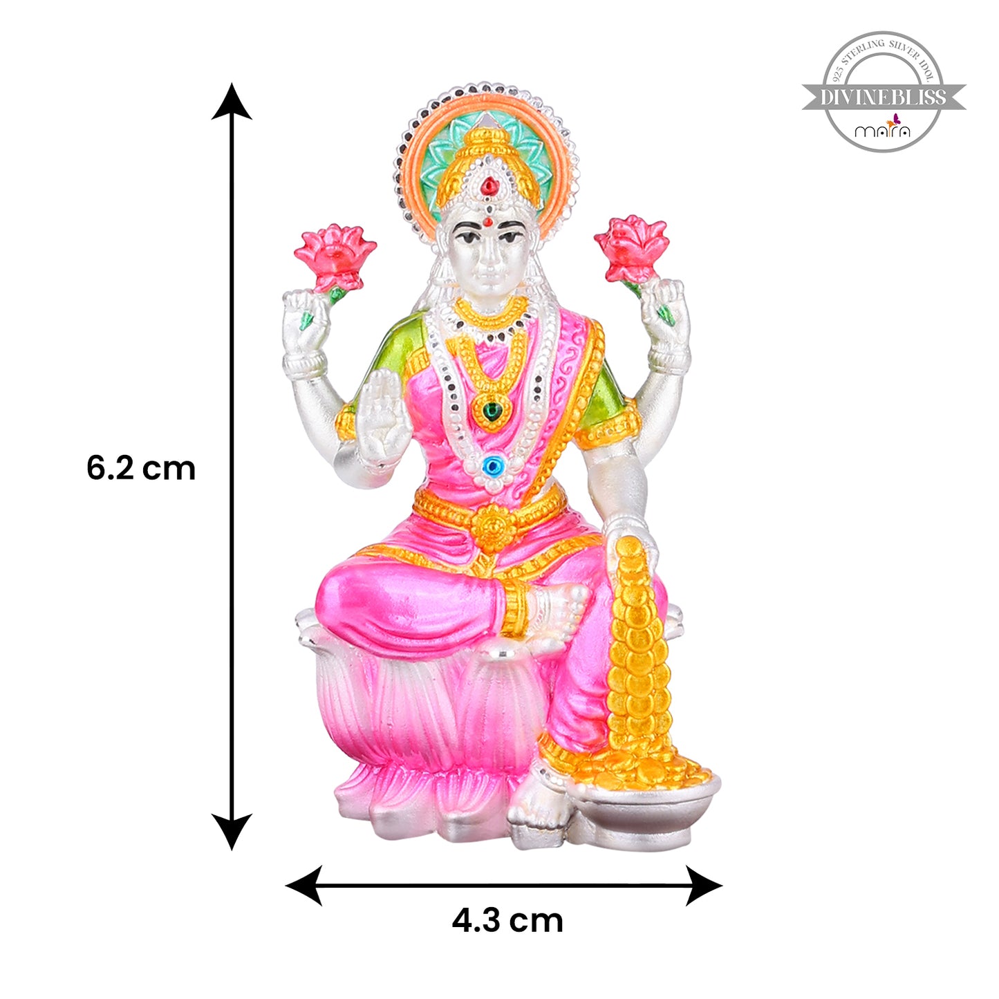 MAIRA 925 Sterling Silver Goddess Lakshmi Idol for Pooja Room | Premium Gift for Family & Friends | 925 Stamp & Authenticity Certificate