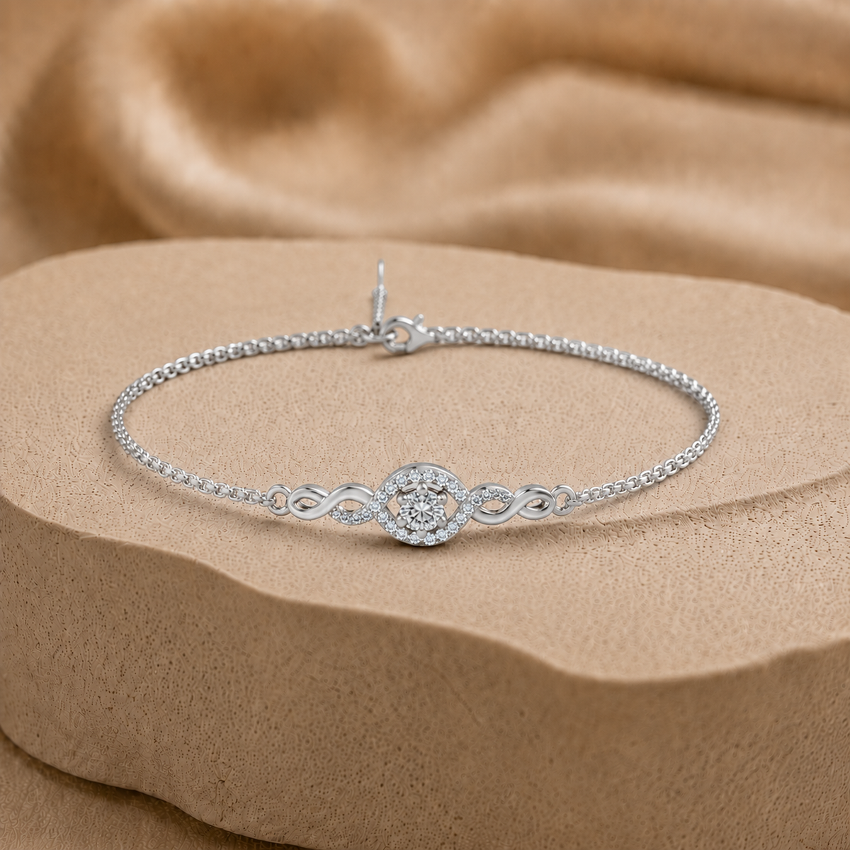 Eternal Halo Pure Rhodium Plated 925 sterling silver bracelet