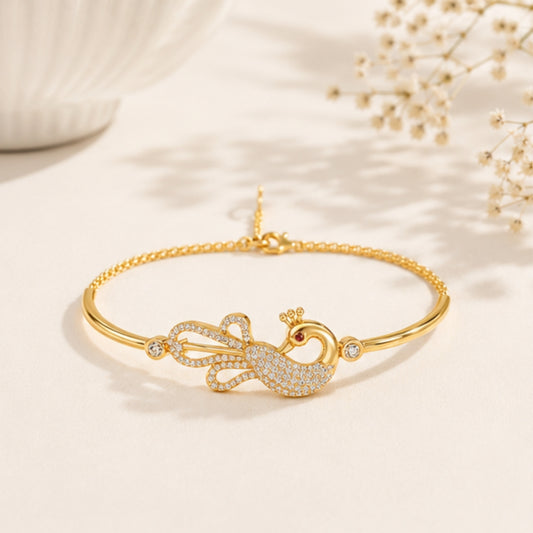 Mayura Grace Gold Plated 925 Sterling Silver Peacock Bracelet