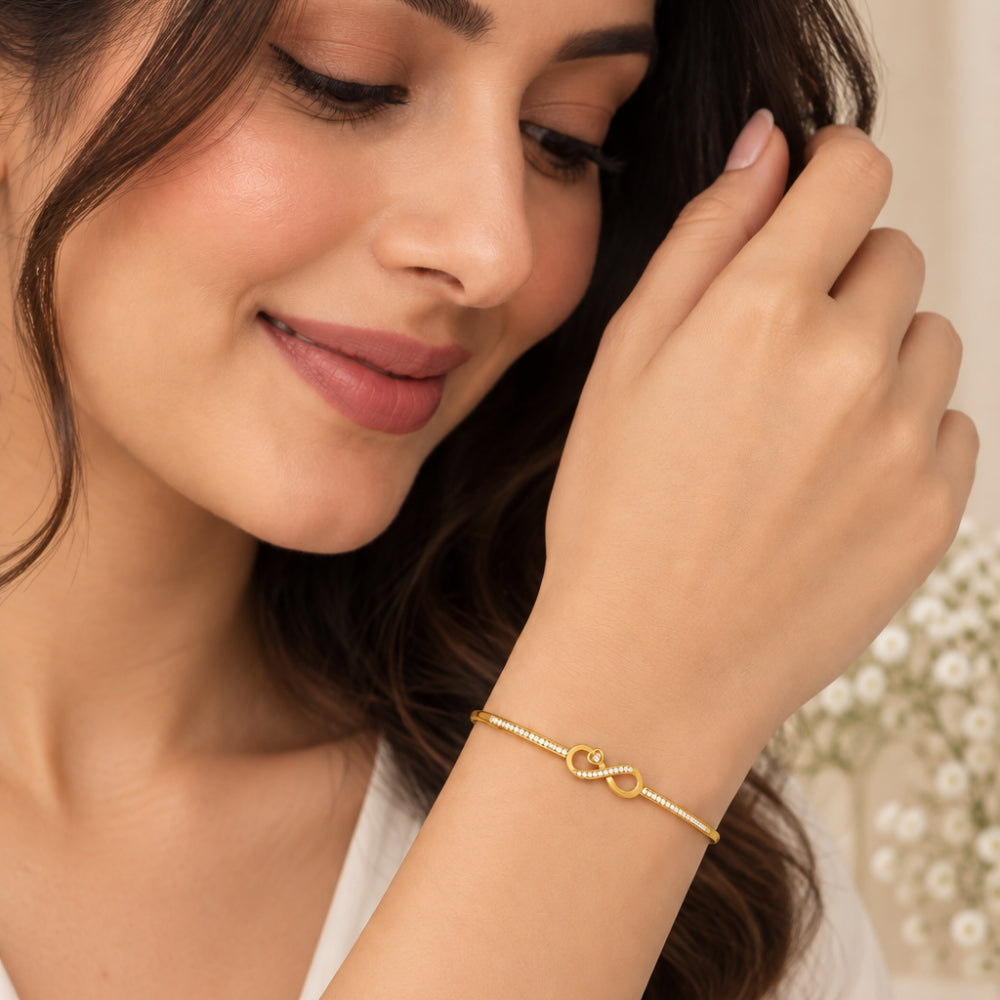 Infinite Promise Gold Plated 925 Sterling Silver Infinity Bracelet