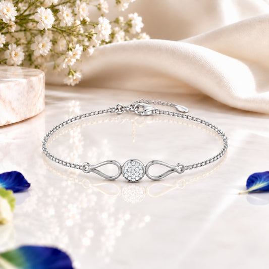 Dewdrop Radiance Rhodium Plated 925 Sterling Silver Bracelet