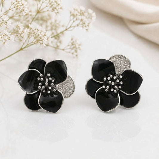 Black Petal Studs