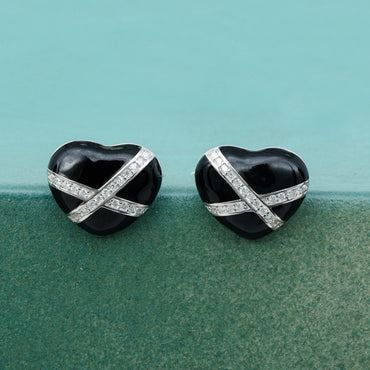 MAIRA Heart 925 Sterling Silver Enamel CZ Valentine Collection Earrings for Girls / Women