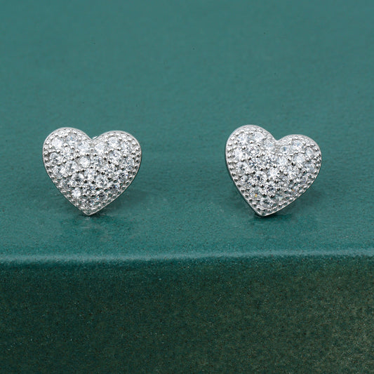 MAIRA Trendy made witht CZ stones Stunning 925 sterling Silver Earrings for Girls / Valentine Gift Heart Earrings for Women