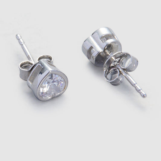 MAIRA Single Stone Heart Stud 925 Sterling Silver Earrings Set for Girls