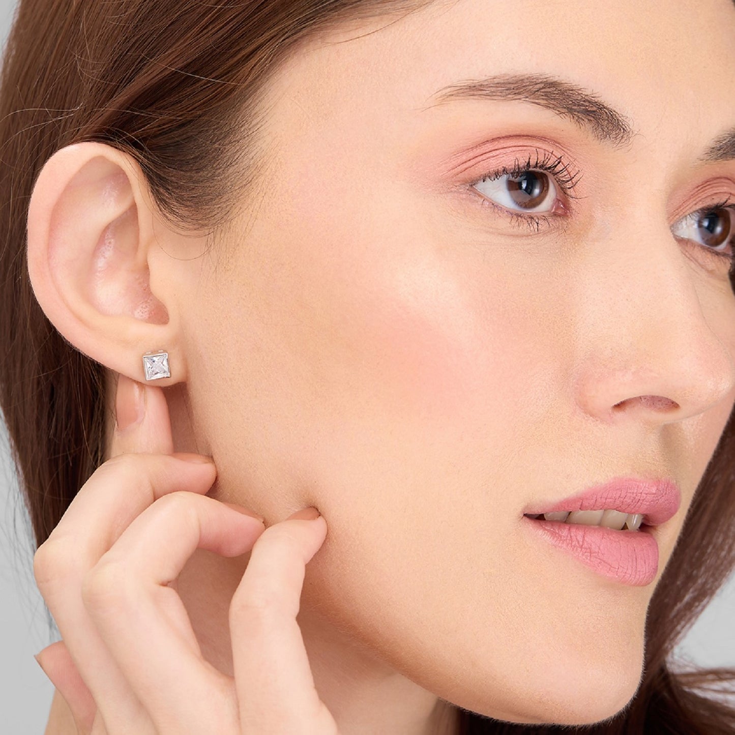 MAIRA Single Stone Square Stud 925 Sterling Silver Earrings Set Gifts for Girls