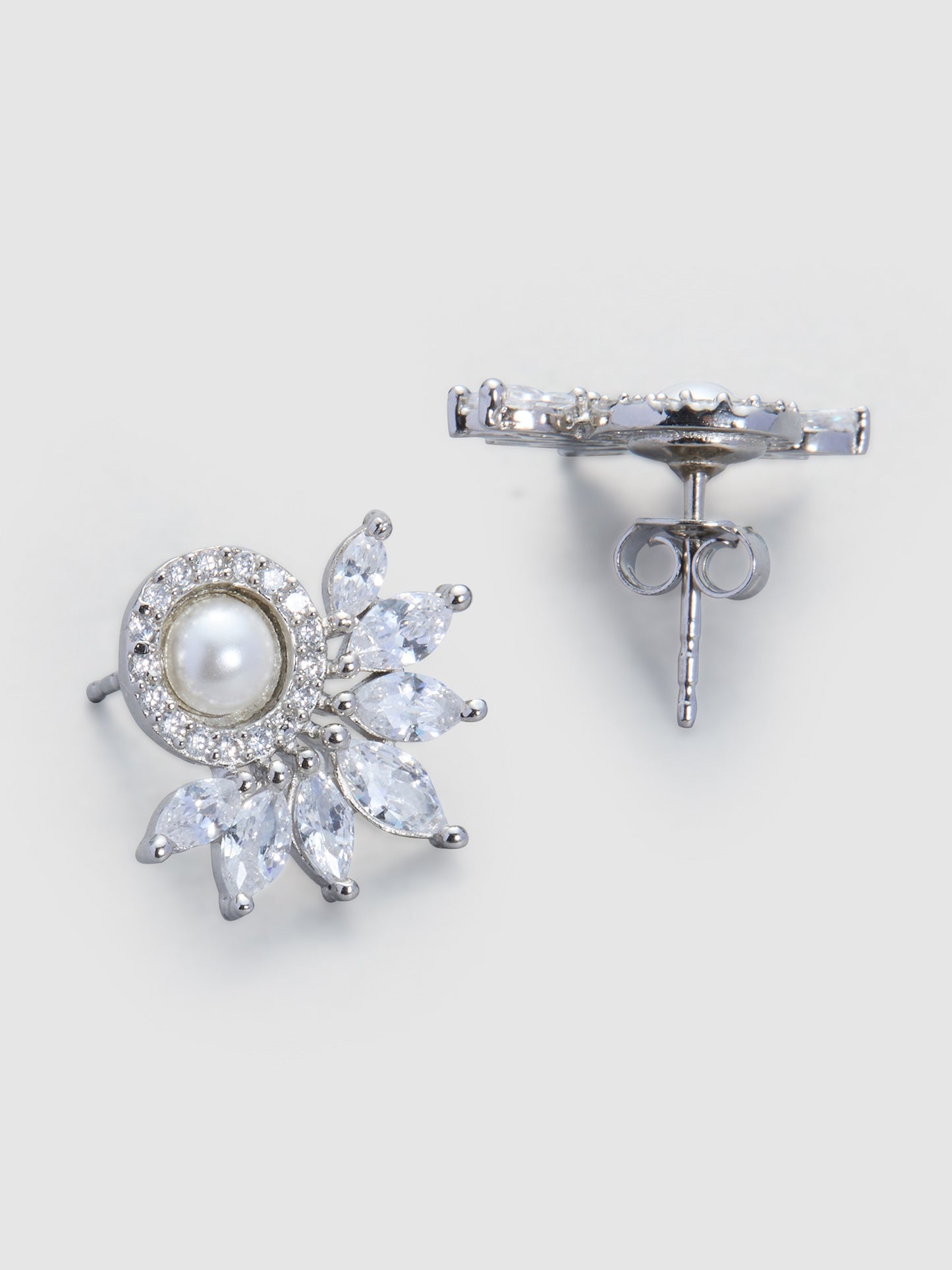 MAIRA made with Pearl Marquise Swiss Zirconia Floral 92.5 Sterling Silver Valentine Earrings Set for Women / Girls