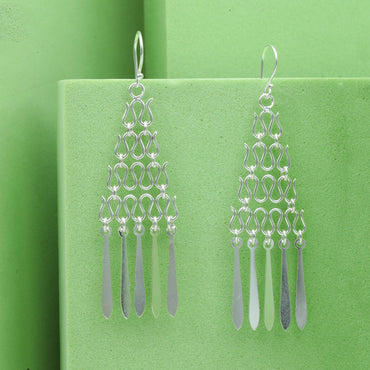 MAIRA Sterling Silver Hanging Pyramid Dangle Earrings Set Gift for Women / Girls