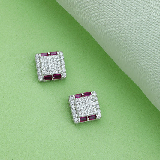 MAIRA made with Swiss Zirconia Ruby Dazzling 925 Sterling Silver Earrings / Gifts for Women