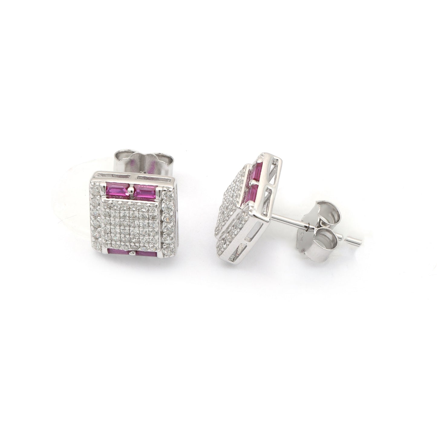 Maira Sterling Silver Royal Crimson Mosiac Earrings