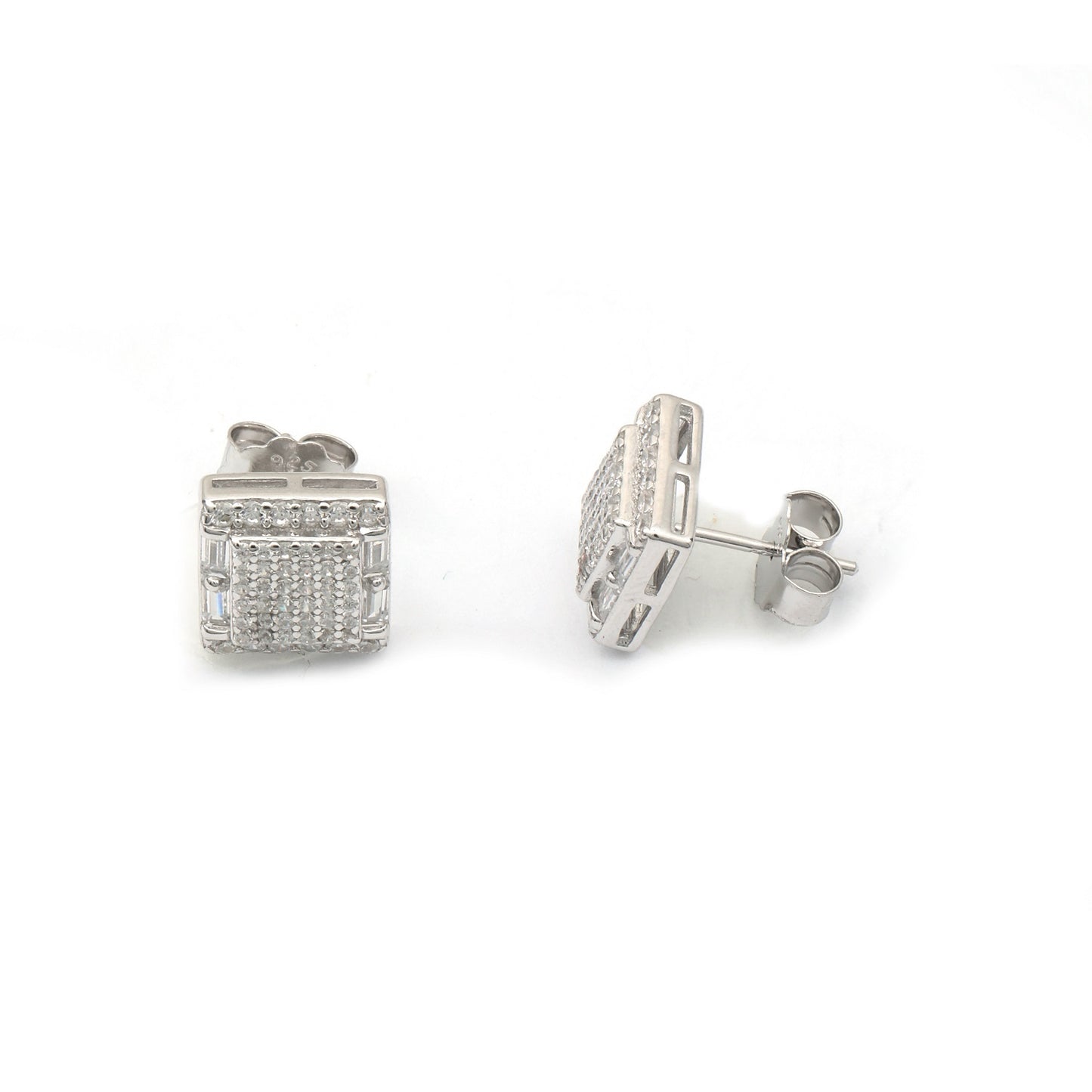 Maira Sterling Silver Deco Grid Earrings