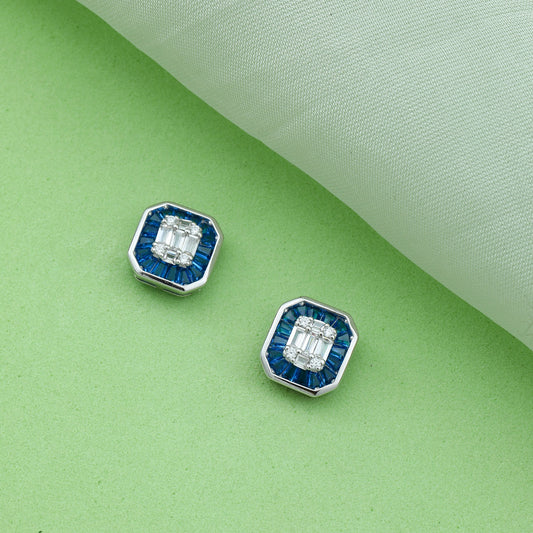 MAIRA Made with Topaz & Swiss Zirconia Elegant Partywear 925 Sterling Silver Studs Earrings for Women / Girls