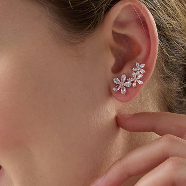Maira Sterling Silver Floral Ear Climbers Earrings