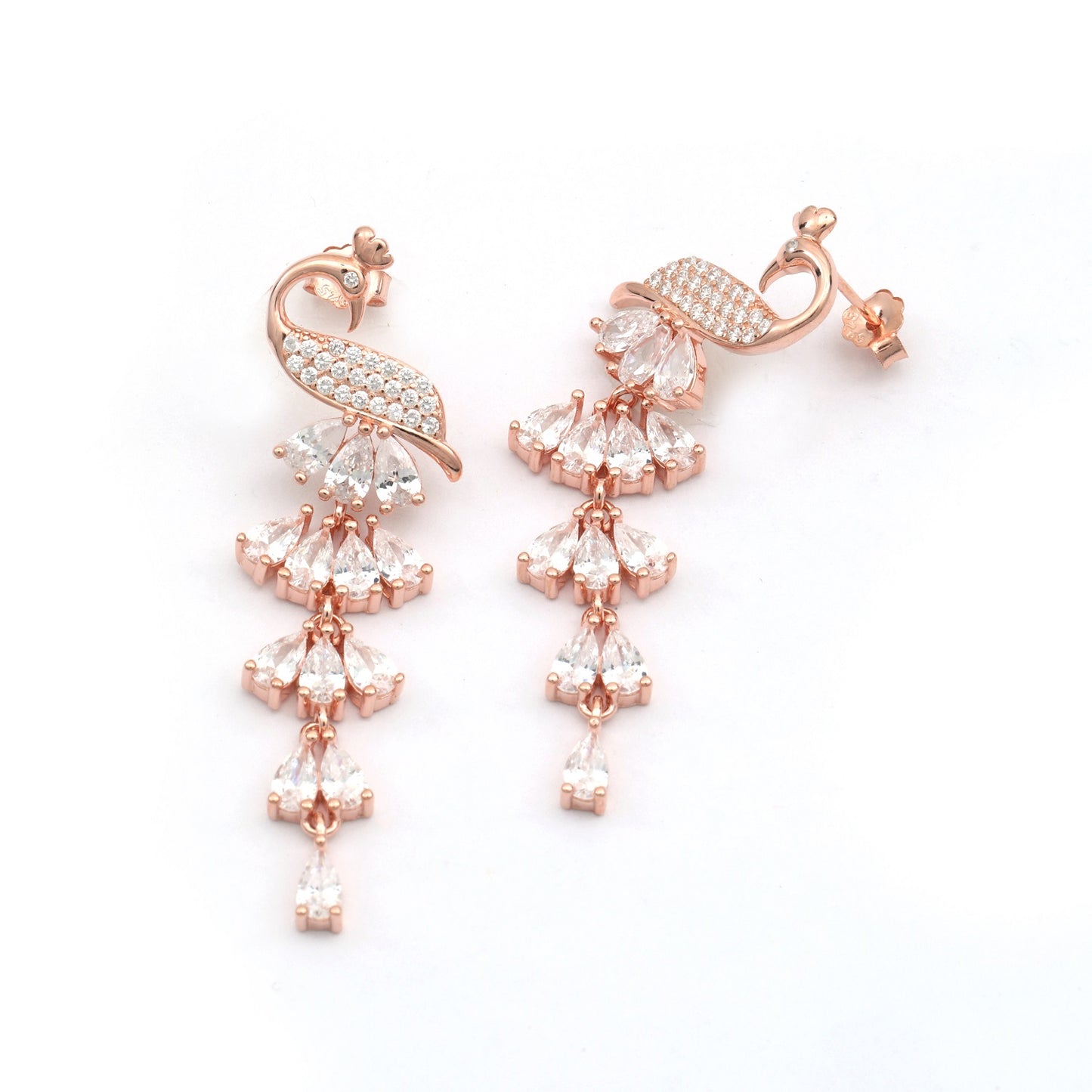 Maira Sterling Silver Peacock Tassle Drop Earrings