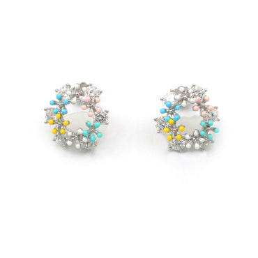 MAIRA Multicolour Enamel Floral 925 Sterling Silver Earrings Set for Women/Gift for Girls