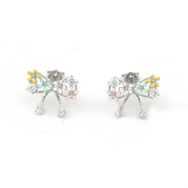 MAIRA Multicolour Enamel Floral 925 Sterling Silver Earrings Set for Women/Gift for Girls