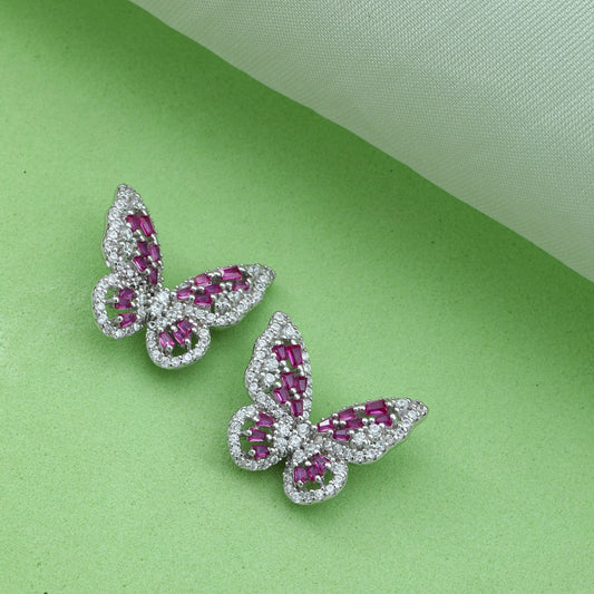 MAIRA Sone Studded Butterfly Design Sterling Silver Studs for Women