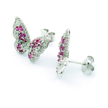 MAIRA Sone Studded Butterfly Design Sterling Silver Studs for Women