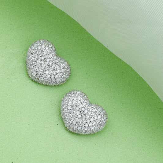 MAIRA Glittering Swiss Zirconia Heart Shaped Valentine Studs Earrings for Women/ Girls
