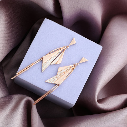 MAIRA Stylish Rose Gold Plated 925 Sterling SilveDangling Drop Earrings for Women / Valentine Gift for Girls