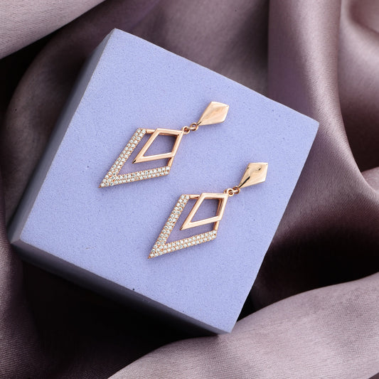 MAIRA Stunning Rose Gold Plated 925 Sterling Silver Dangling Earrings for Women / Gift for Girls