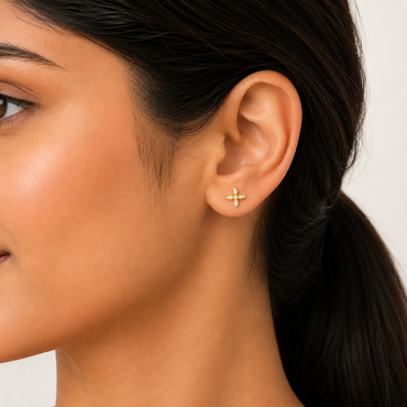 Marquise Four Petal Blossom Gold Plated 925 sterling silver Stud