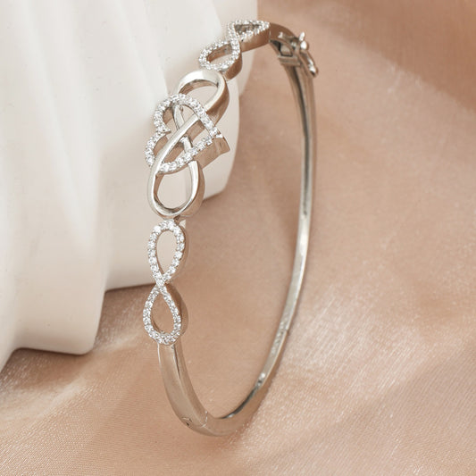 MAIRA 925 Sterling Silver Infinity Valentine Heart Kada Bracelet Jewellery / Gift for Women