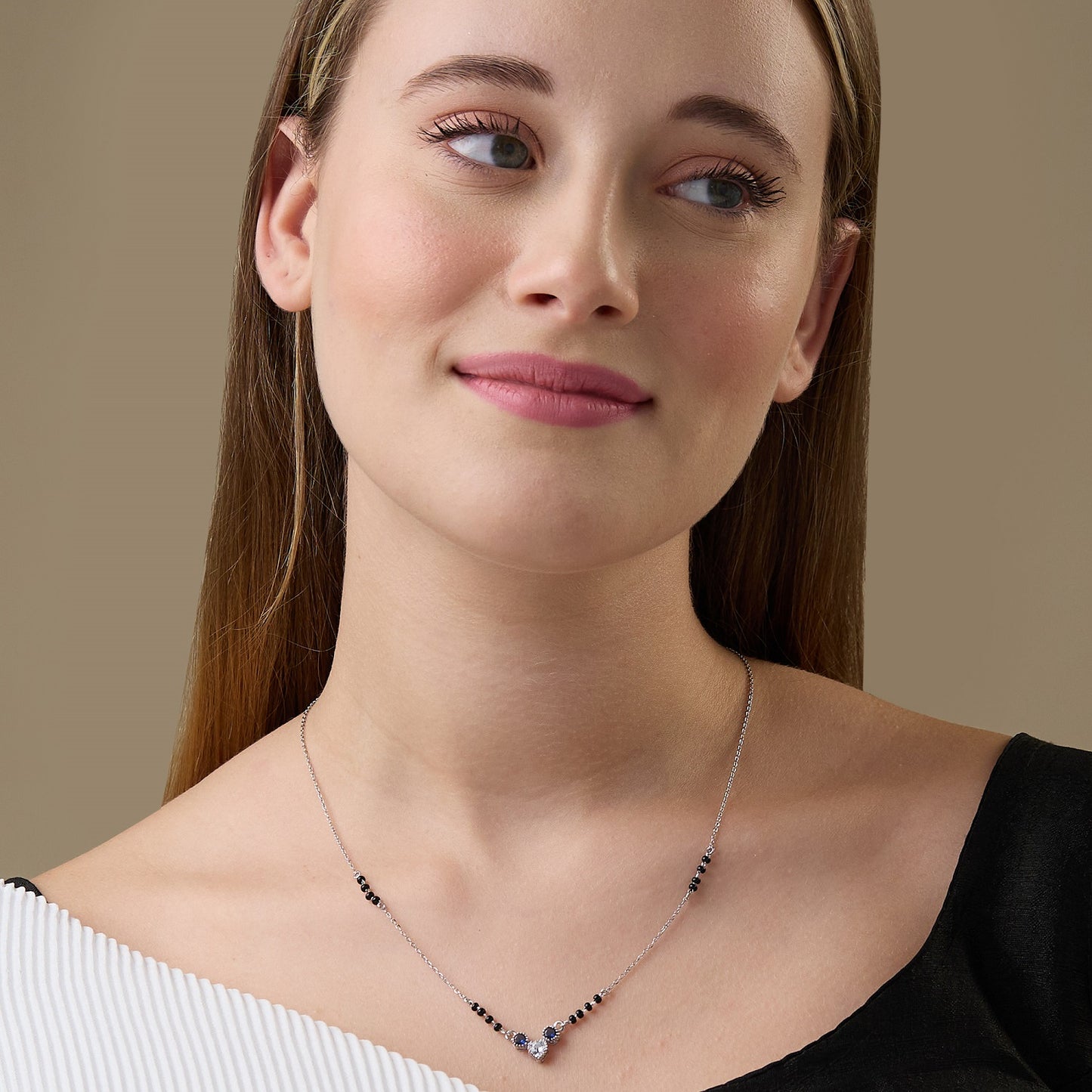 MAIRA 925 Sterling Silver Red Heart Love Dailywear Mangalsutra Jewellery for Women